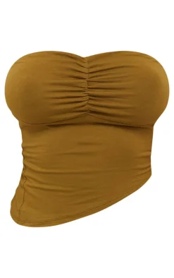 Shape Olive Jersey Bandeau Asymmetric Hem Top