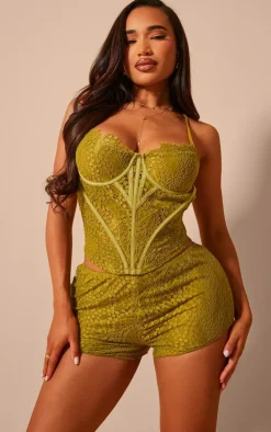 Shape Olive Lace Detail Strappy Corset
