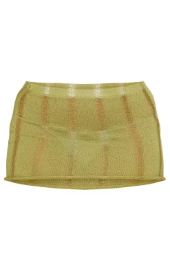 Shape Olive Ladder Knit Micro Mini Skirt