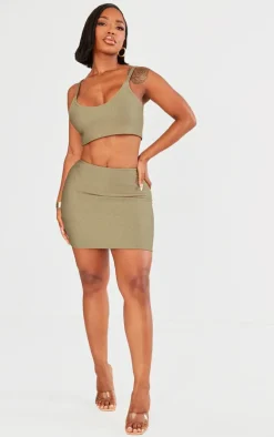 Shape Olive Low Rise Ribbed Mini Skirt