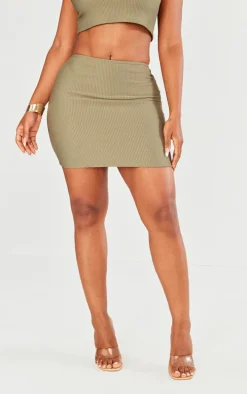 Shape Olive Low Rise Ribbed Mini Skirt