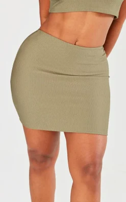 Shape Olive Low Rise Ribbed Mini Skirt
