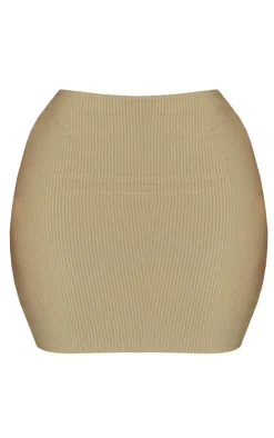 Shape Olive Low Rise Ribbed Mini Skirt