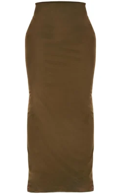 Shape Olive Mesh Printed Detail Maxi Skirt