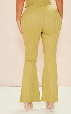 Shape Olive Rib High Waist Flare Pants