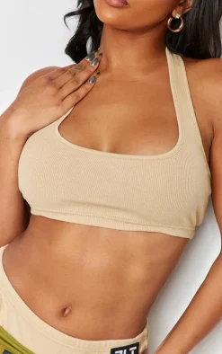 Shape Olive Ribbed Halterneck Bralet