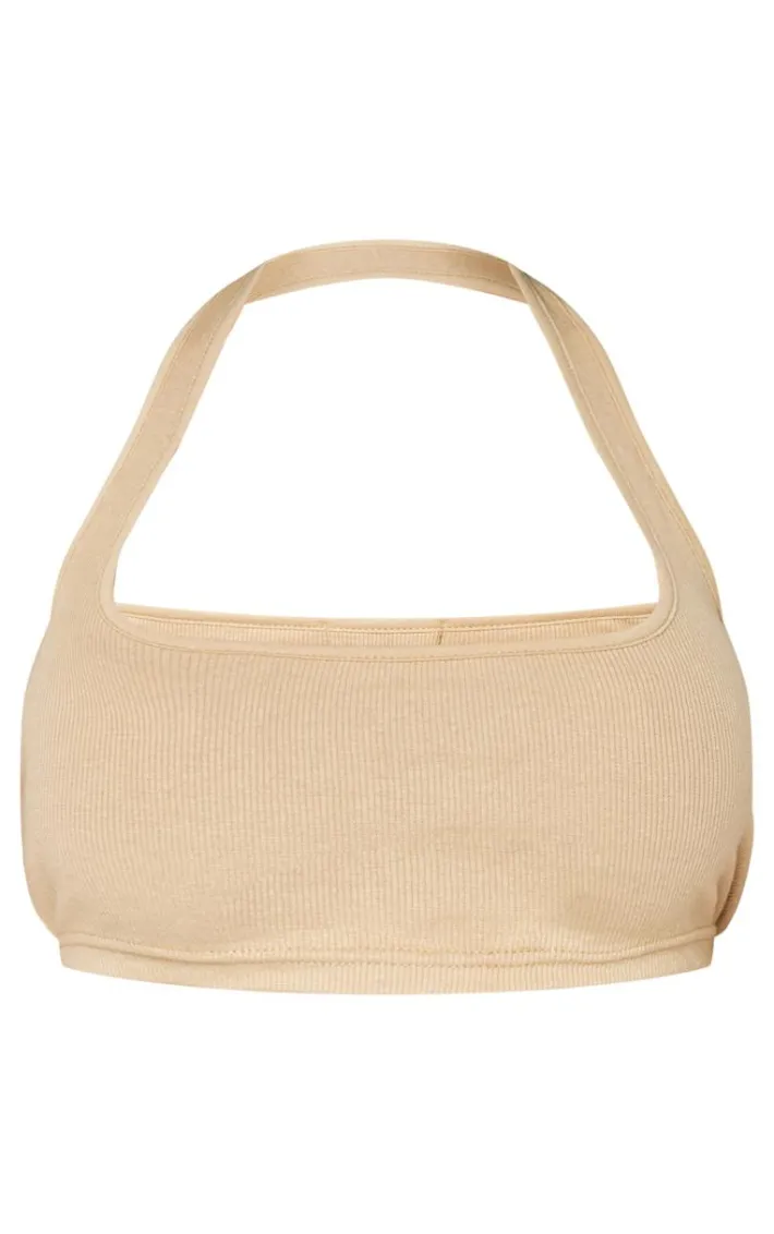 Shape Olive Ribbed Halterneck Bralet