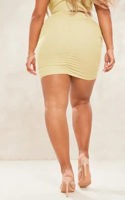 Shape Olive Ruched Side Contrast Hem Mini Skirt
