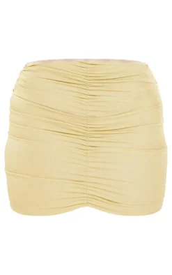 Shape Olive Ruched Side Contrast Hem Mini Skirt