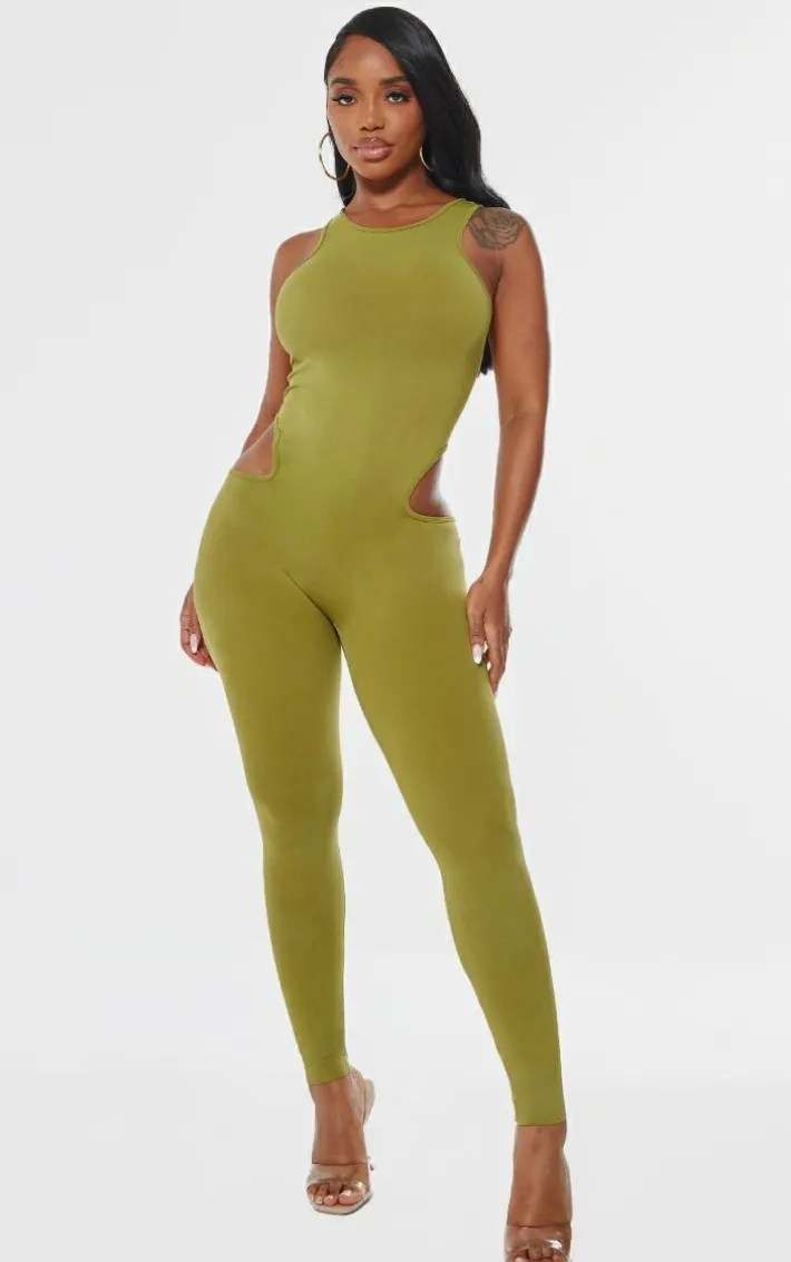 Shape Olive Seamless Cut Out Jumpsuit