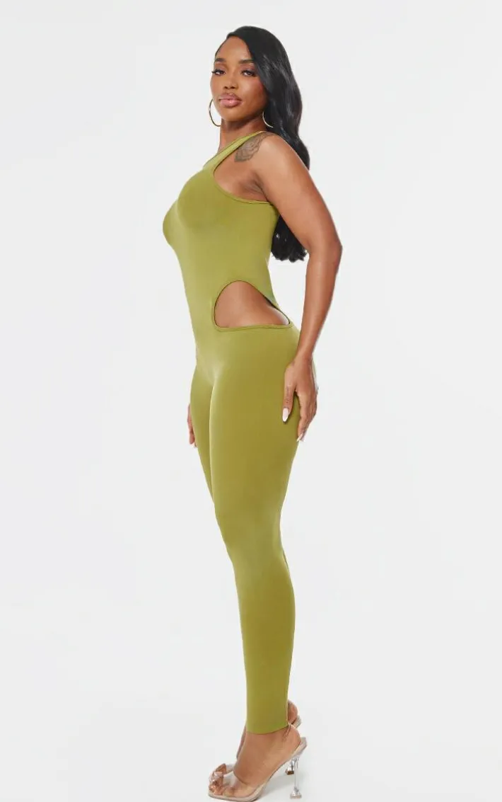 Shape Olive Seamless Cut Out Jumpsuit