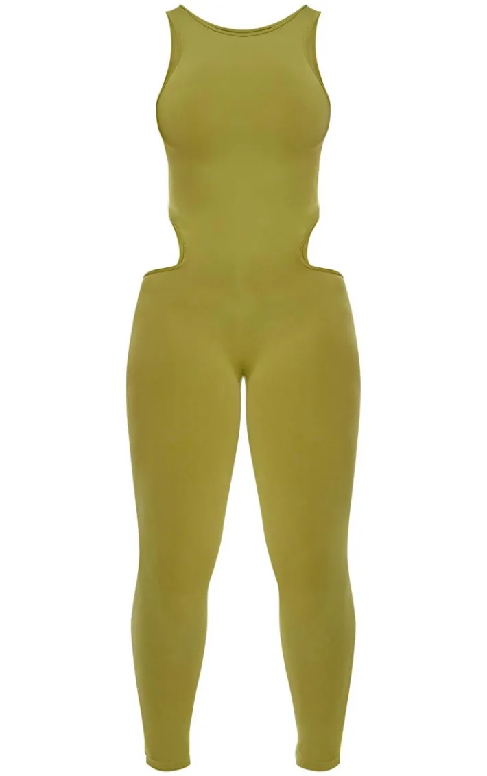 Shape Olive Seamless Cut Out Jumpsuit