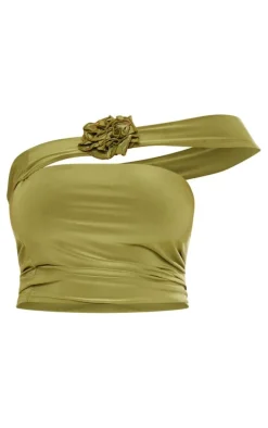 Shape Olive Slinky Rose Bandeau Top