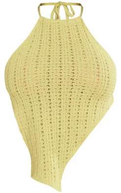 Shape Olive Textured Halterneck Backless Top