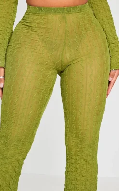 Shape Olive Textured Sheer Wide Leg Pants