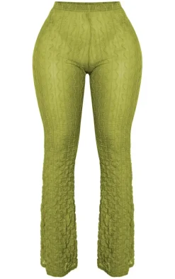 Shape Olive Textured Sheer Wide Leg Pants