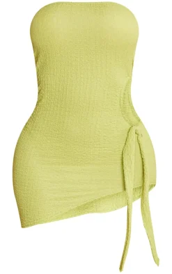 Shape Olive Textured Tie Detail Bandeau Dress