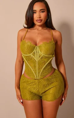 Shape Olive Textured Woven Hot Pants