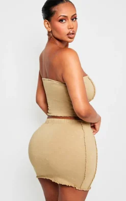 Shape Olive Washed Cotton Seam Bandeau Top