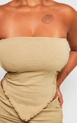 Shape Olive Washed Cotton Seam Bandeau Top