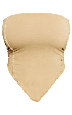 Shape Olive Washed Cotton Seam Bandeau Top