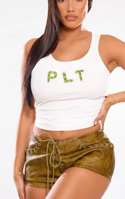 Shape Olive Washed Faux Leather Low Rise Lace Up Mini Shorts