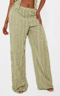 Shape Olive Woven Frill Detail Wide Leg Pants