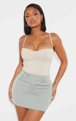 Shape Olive Woven Micro Mini Skirt