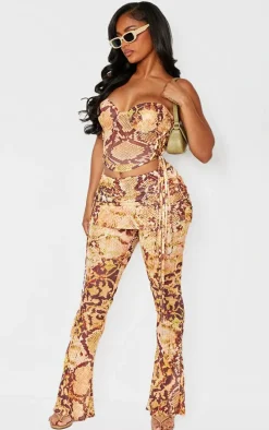 Shape Orange Animal Foldover Waist Flare Pants