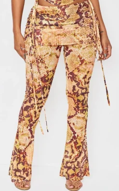 Shape Orange Animal Foldover Waist Flare Pants