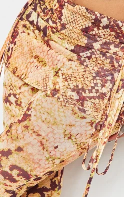 Shape Orange Animal Foldover Waist Flare Pants