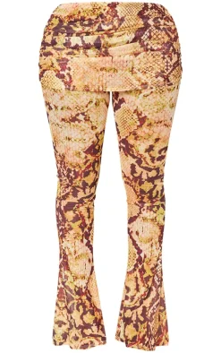 Shape Orange Animal Foldover Waist Flare Pants