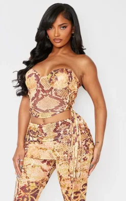 Shape Orange Animal Mesh Bandeau Boning Corset