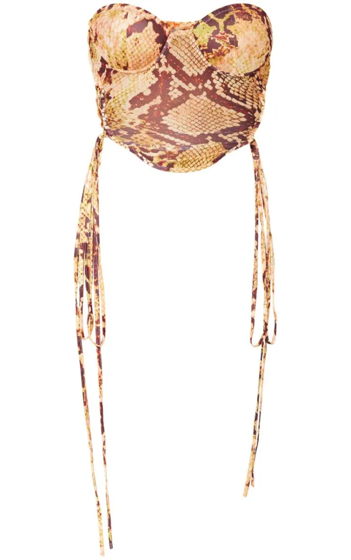 Shape Orange Animal Mesh Bandeau Boning Corset