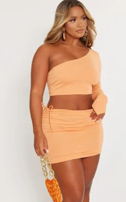 Shape Orange Contour Jersey Ruched Side Mini Skirt