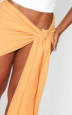 Shape Orange Crinkle Tie Mini Skirt