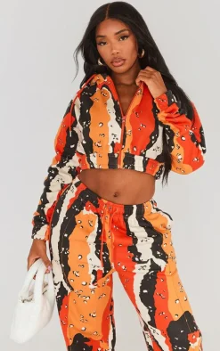 Shape Orange Cropped Camo Hoodie