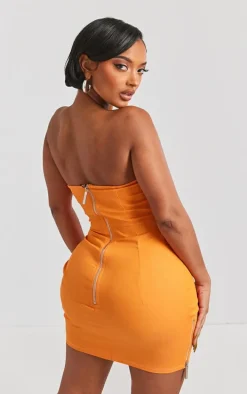 Shape Orange Rope Detail Lace Up Corset Bodycon Dress