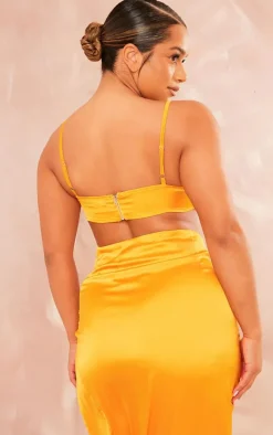 Shape Orange Satin Cup Detail Strappy Bralet
