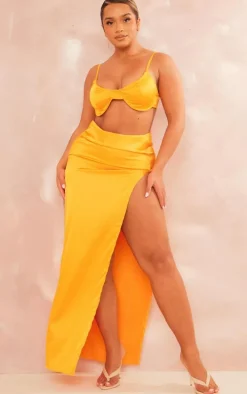 Shape Orange Satin Cup Detail Strappy Bralet