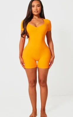 Shape Orange Sculpted Ruched Front Unitard