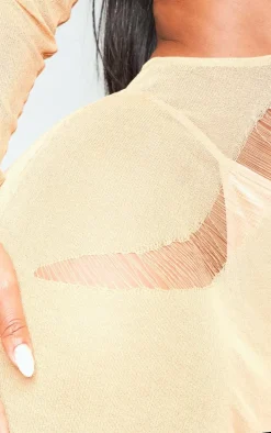 Shape Orange Sheer Knit Cut Out Detail Maxi Dress