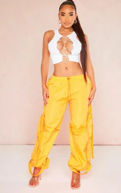 Shape Orange Shell Pocket Detail Cuffed Cargos