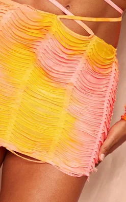 Shape Orange Shredded Seamless Mini Skirt