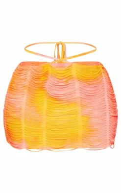 Shape Orange Shredded Seamless Mini Skirt