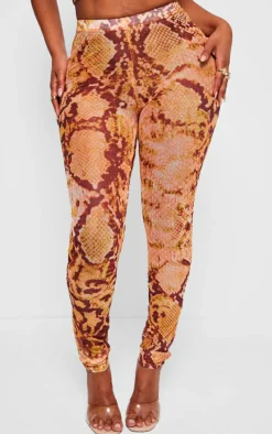 Shape Orange Snake Print High Waist Leggings