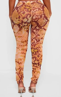 Shape Orange Snake Print High Waist Leggings