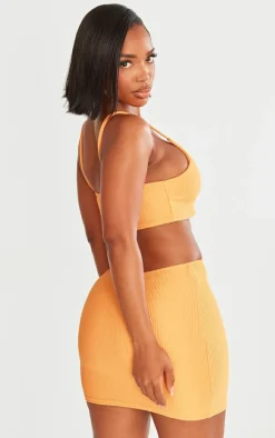 Shape Orange Strappy Ribbed Crop Top