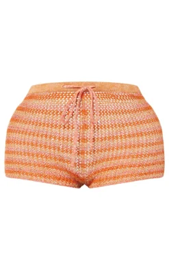 Shape Orange Stripe Knit Hot Pants