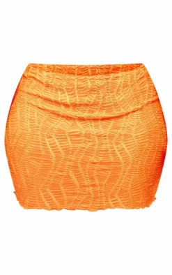 Shape Orange Textured Basic Low Rise Mini Skirt